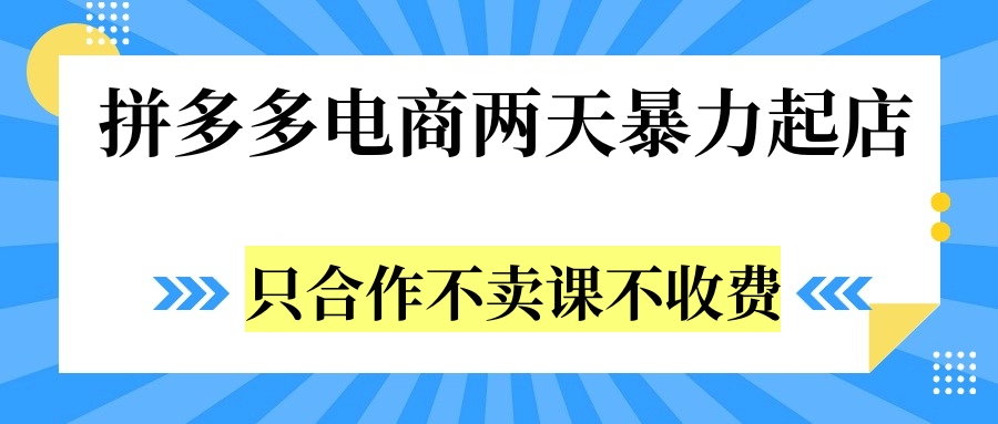 拼多多两天暴力起店,只合作不卖课不收费-先机网创
