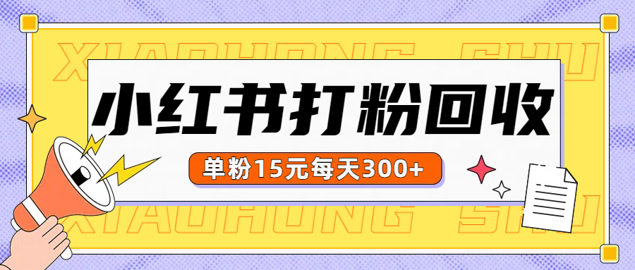 小红书打粉,单粉15元回收每天300+-先机网创