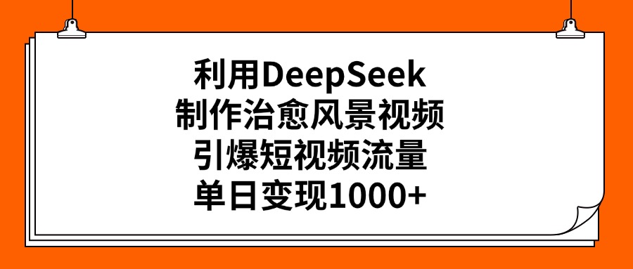 利用DeepSeek制作治愈风景视频,引爆短视频流量,单日变现1000+-先机网创