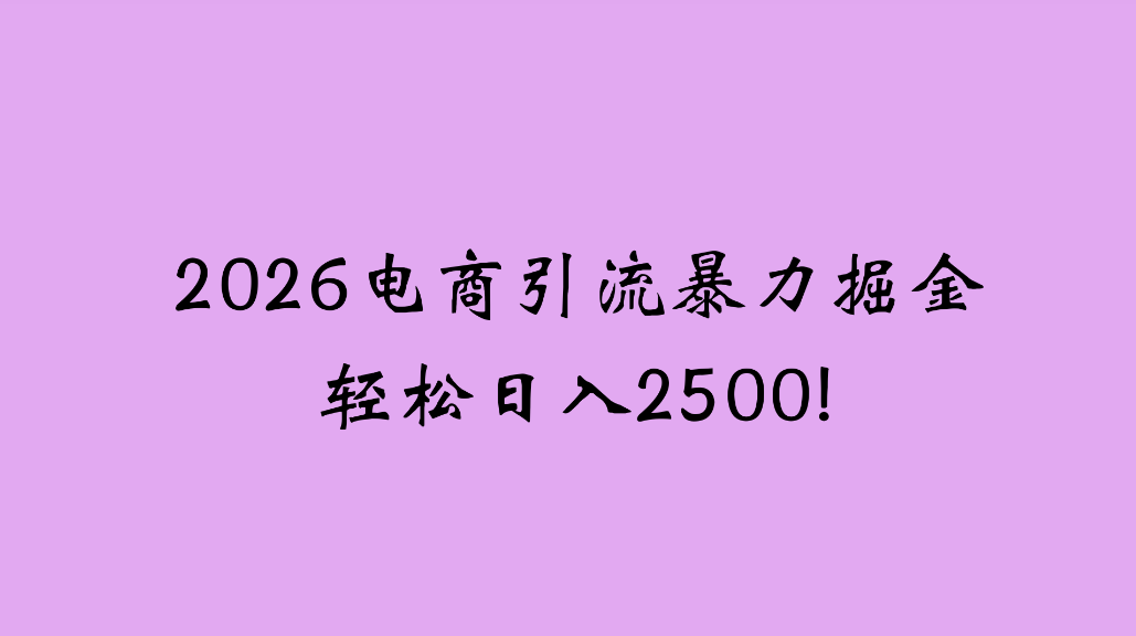 2026电商引流新玩法,日引200,日可入2500+-先机网创