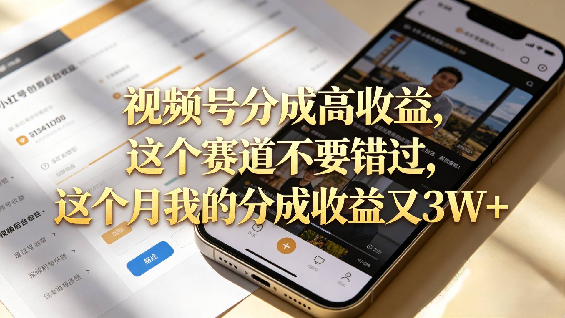 想要【视频号分成高收益】,这个赛道不要错过,这个月我的分成收益又3W+-先机网创