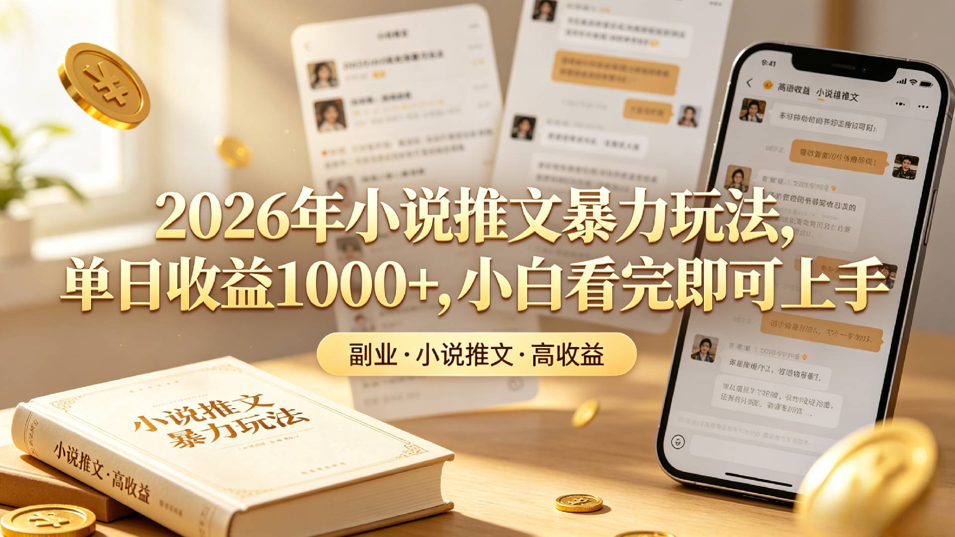 2026年小说推文暴力玩法，单日收益1000+，小白看完即可上手-先机网创