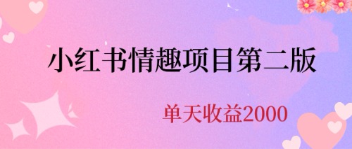 【副业项目6945期】最近爆火小红书情趣项目第二版,每天2000+-先机网创