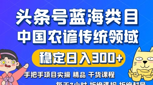 【副业8708期】头条号蓝海类目传统和农谚领域实操精品课程拒绝违规封号稳定日入300+-先机网创