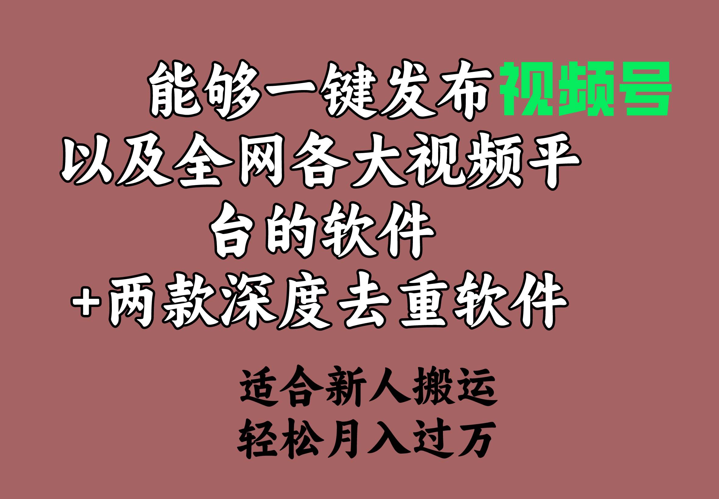 能够一键发布视频号以及全网各大视频平台的软件+两款深度去重软件 适合...-先机网创