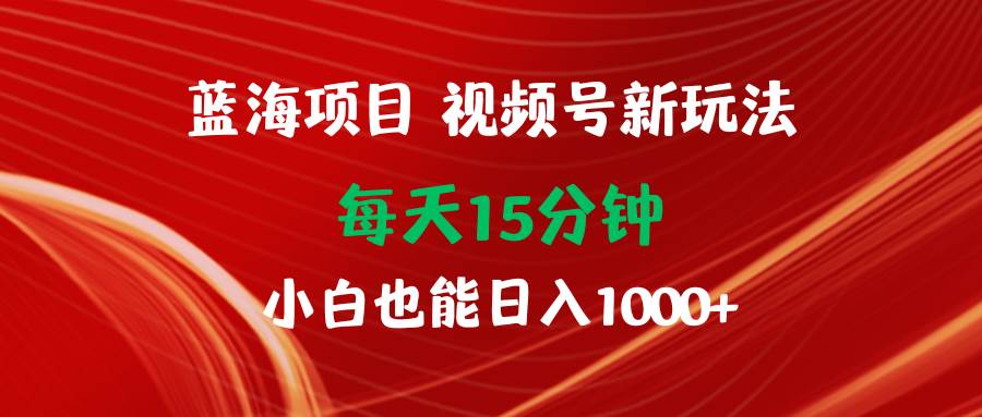 蓝海项目视频号新玩法 每天15分钟 小白也能日入1000+-先机网创