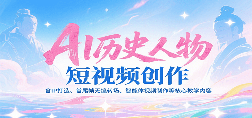 AI历史人物短视频创作,含IP打造、首尾帧无缝转场、智能体视频制作等核心教学内容-先机网创