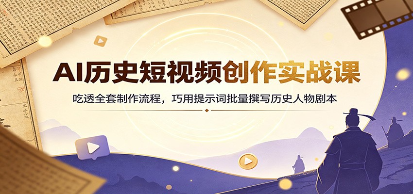 AI历史短视频创作实战课:吃透全套制作流程,巧用提示词批量撰写历史人物剧本-先机网创