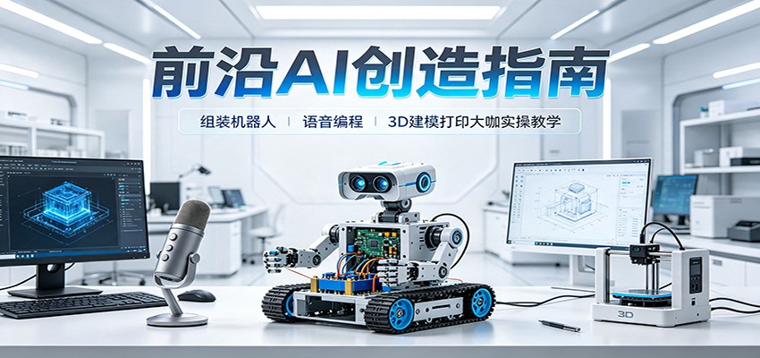 前沿AI创造指南:组装机器人、语音编程、3D建模打印大咖实操教学-先机网创