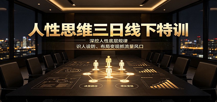 人性思维三日线下特训:深挖人性底层规律,识人设防、布局变现抓流量风口-先机网创