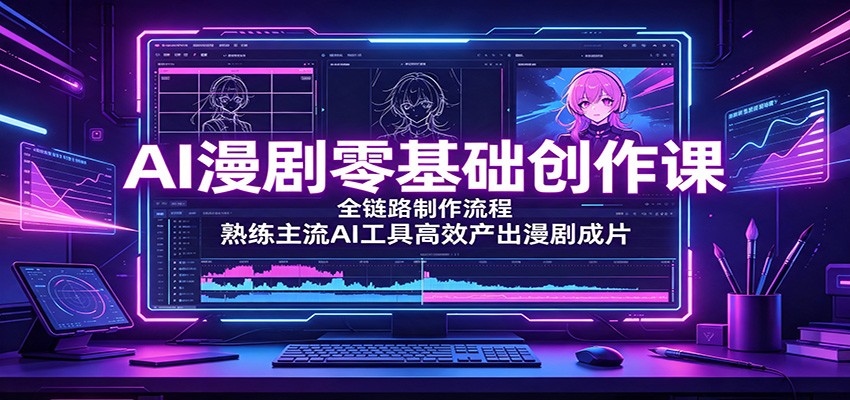 AI漫剧零基础创作课:全链路制作流程,熟练主流AI工具高效产出漫剧成片-先机网创