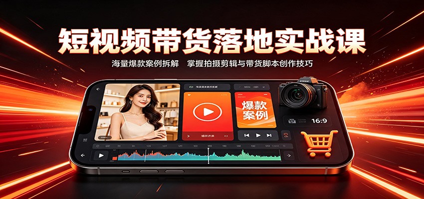 短视频带货落地实战课:海量爆款案例拆解,掌握拍摄剪辑与带货脚本创作技巧-先机网创