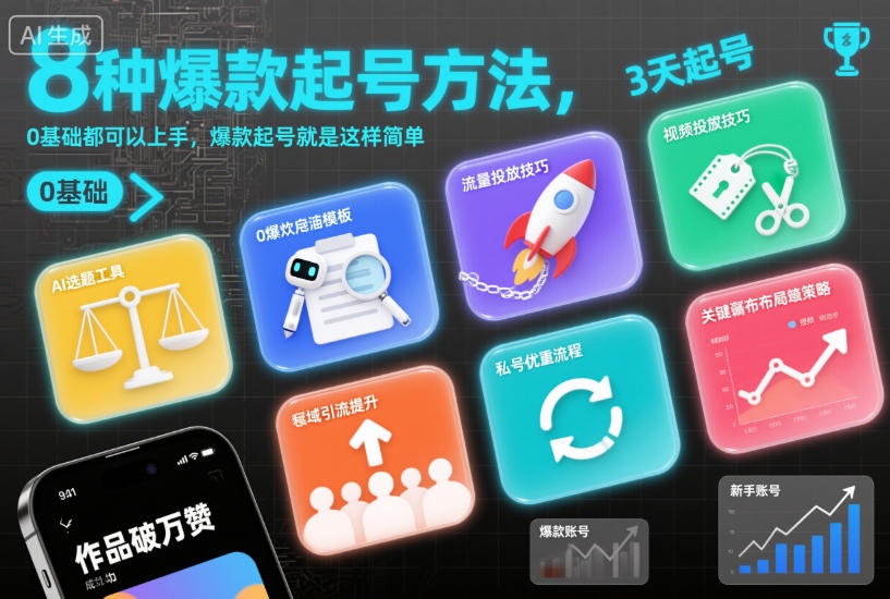 8种爆款起号方法,0基础都可以上手,爆款起号就是这样简单-先机网创