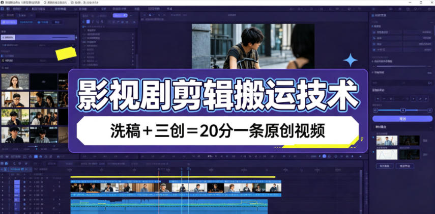 影视剧剪辑搬运技术,洗稿+三创=20分一条原创视频-先机网创