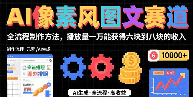 (15572期)AI像素风图文赛道:全流程制作方法,播放量一万能获得6块到8块的收入-先机网创