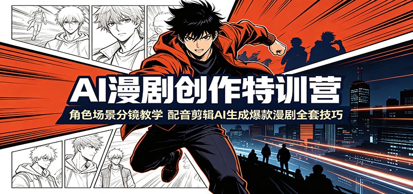 AI漫剧创作特训营:角色场景分镜教学,配音剪辑AI生成爆款漫剧全套技巧-网赚副业网