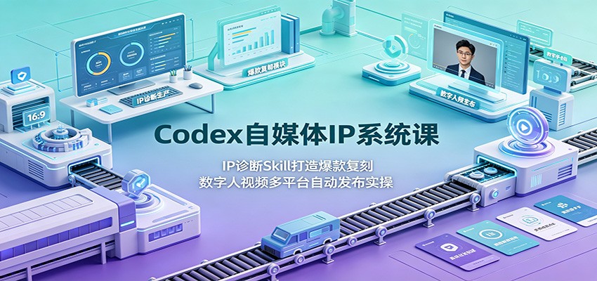 Codex自媒体IP系统课:IP诊断Skill打造爆款复刻,数字人视频多平台自动发布实操-网赚副业网