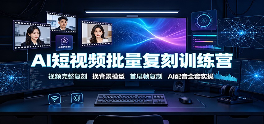 AI短视频批量复刻训练营:视频完整复刻,换背景模型、首尾帧复制、AI配音全套实操-网赚副业网