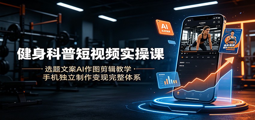 健身科普短视频实操课:选题文案AI作图剪辑教学,手机独立制作变现完整体系-网赚副业网