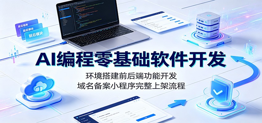 AI编程零基础软件开发：环境搭建前后端功能开发，域名备案小程序完整上架流程-网赚副业网