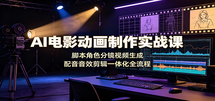 AI电影动画制作实战课:脚本角色分镜视频生成,配音音效剪辑一体化全流程-网赚副业网