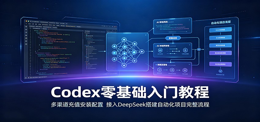 Codex零基础入门教程:多渠道充值安装配置,接入DeepSeek搭建自动化项目完整流程-网赚副业网
