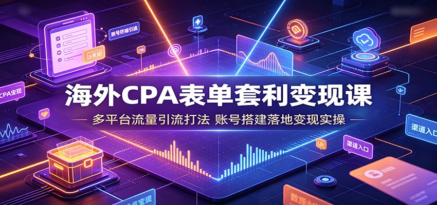 海外CPA表单套利变现课:多平台流量引流打法,账号搭建落地变现实操-网赚副业网