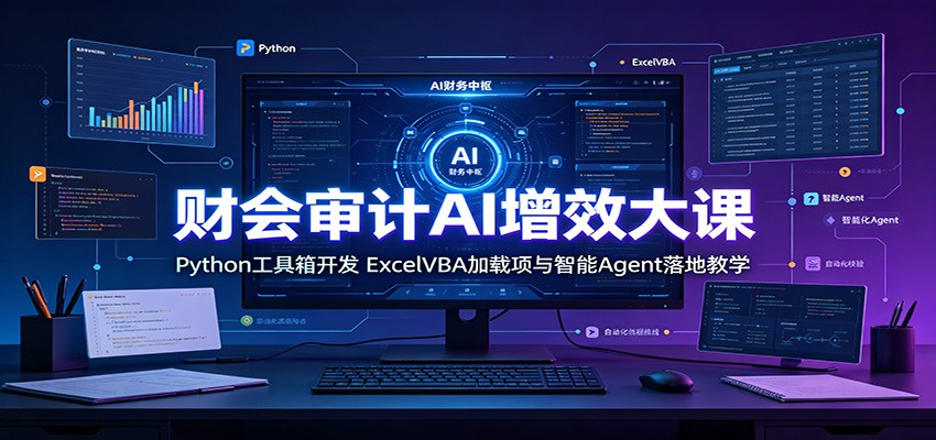 财会审计AI增效大课:Python工具箱开发,ExcelVBA加载项与智能Agent落地教学-网赚副业网