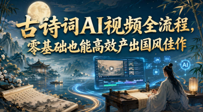 古诗词AI视频全流程,零基础也能高效产出国风佳作-网赚副业网