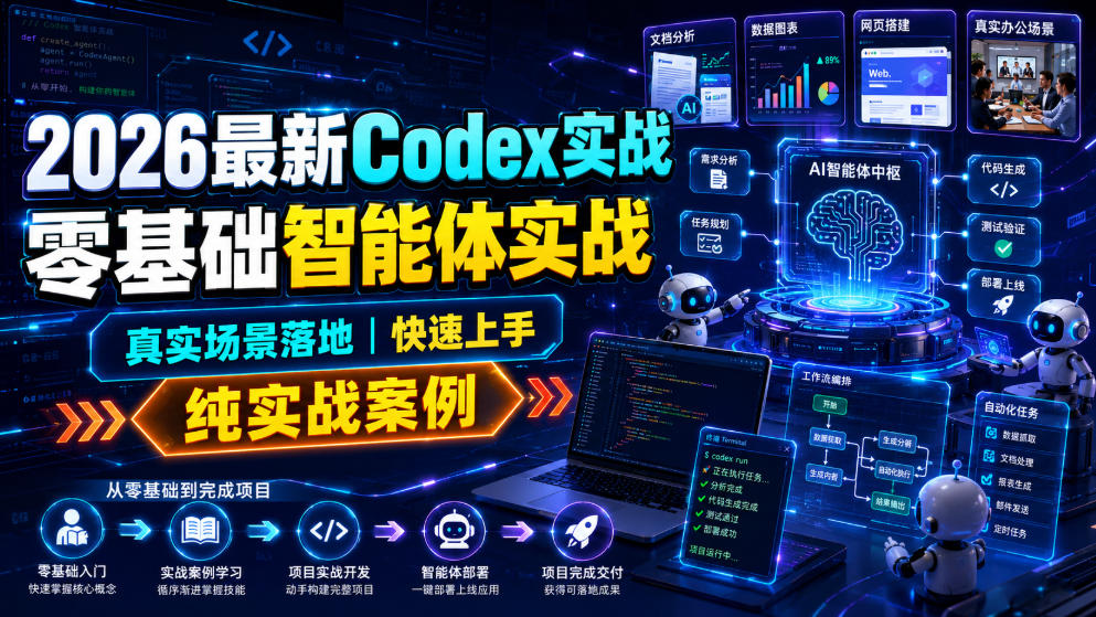 2026最新Codex实战零基础智能体实战,真实场景落地,快速上手,纯实战案例-网赚副业网
