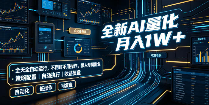 全新AI量化月入1W+,全天全自动运行,不用盯不用操作,懒人专属副业!【揭秘】-网赚副业网
