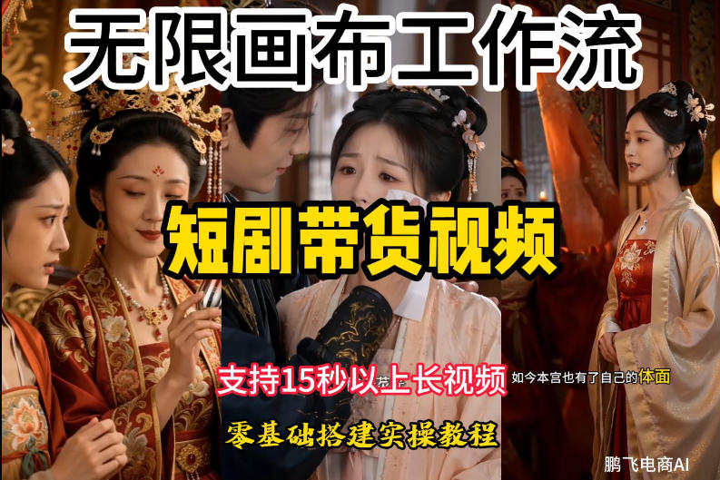 无限画布工作流制作短剧带货视频支持制作15秒以上视频,实操搭建教学,看完教程小白也能轻松搭建-网赚副业网