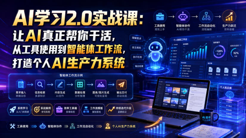 AI学习2.0实战课:让AI真正帮你干活,从工具使用到智能体工作流,打造个人AI生产力系统-网赚副业网