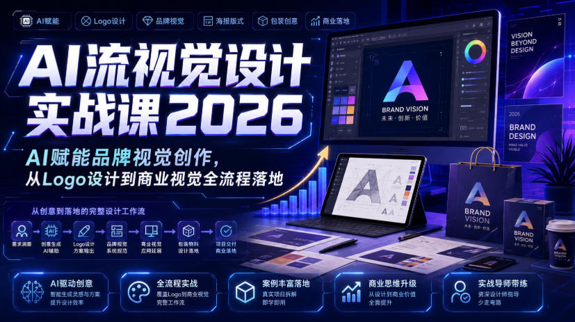 AI流视觉设计实战课2026:AI赋能品牌视觉创作,从Logo设计到商业视觉全流程落地-网赚副业网