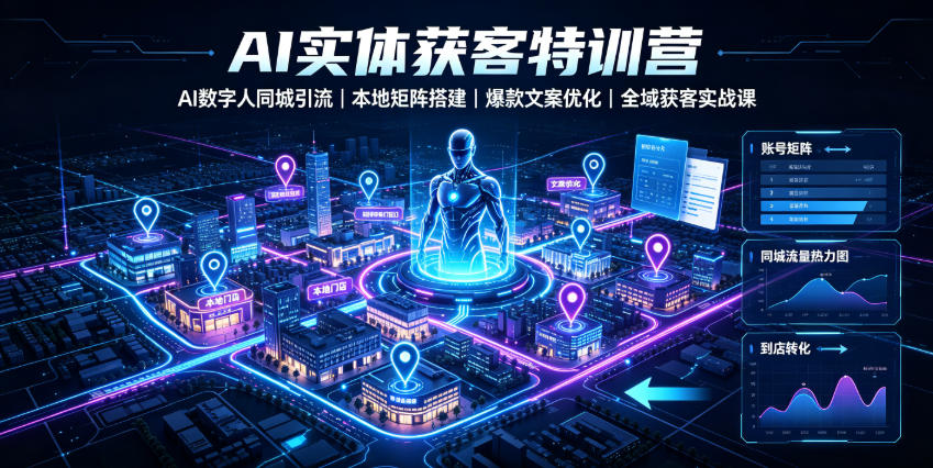 AI实体获客特训营|AI数字人同城引流、本地矩阵搭建、爆款文案优化全域获客实战课-网赚副业网