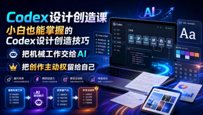 Codex设计创造课,小白也能掌握的Codex设计创造技巧,把机械工作交给AI,把创作主动权留给自己-网赚副业网