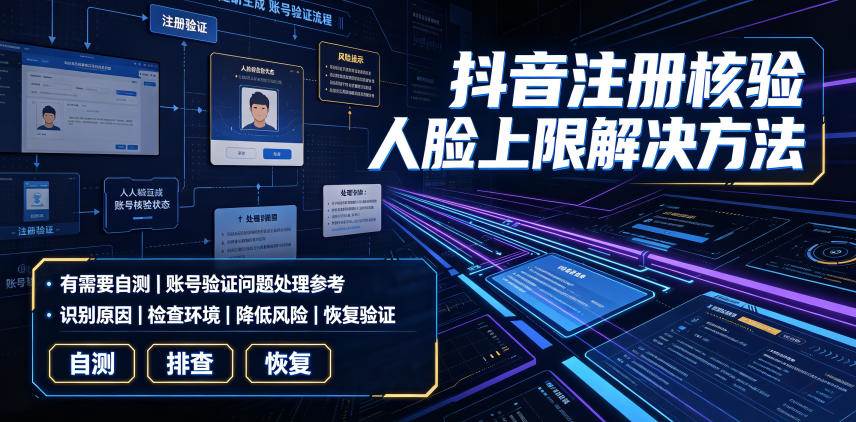 抖音注册核验人脸上限解决方法，有需要自测-网赚副业网