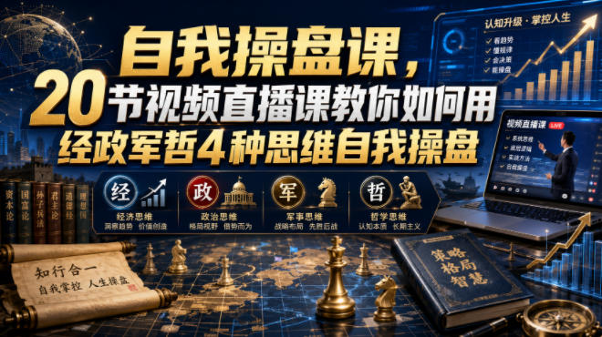 自我操盘课,20节视频直播课教你如何用经政军哲4种思维自我操盘-网赚副业网