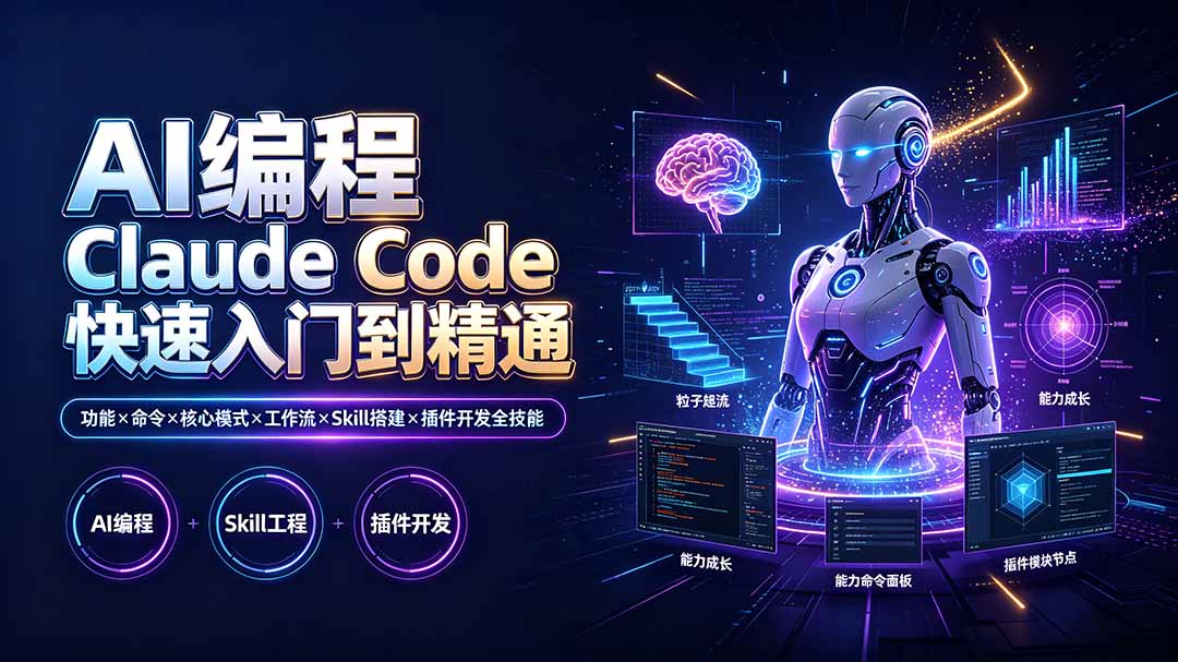 (19306期)AI编程 Claude Code快速入门到精通:功能×命令×核心模式×工作流×Skill搭建×插件开发全技能-网赚副业网
