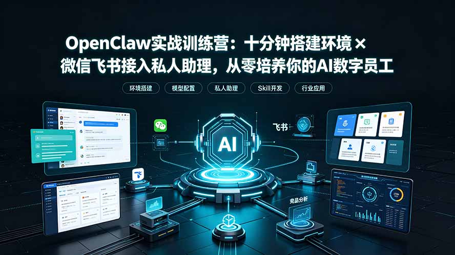 （19287期）OpenClaw实战特训营：十分钟搭建环境×微信飞书接入私人助理，从零培养你的AI数字员工-网赚副业网