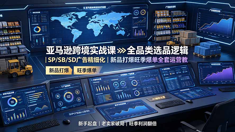 (19352期)亚马逊跨境实战课:全品类选品逻辑|SP/SB/SD广告精细化|新品打爆旺季爆单全套运营教程-网赚副业网