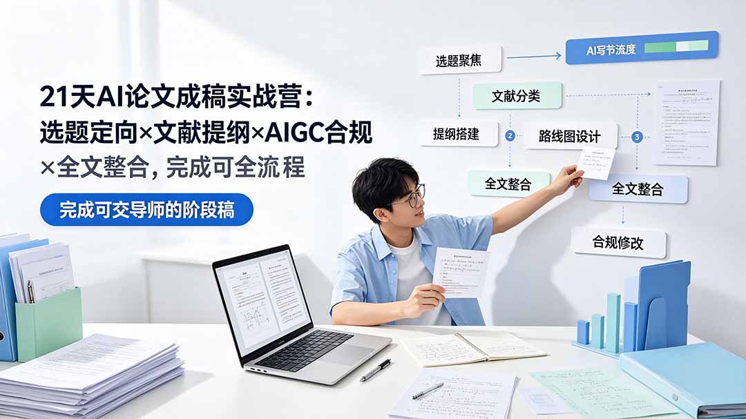 (19334期)21天AI论文成稿实战营:选题定向×文献提纲×AIGC合规×全文整合,完成可交导师的阶段稿-网赚副业网