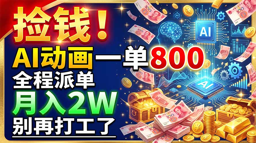 (19330期)捡钱!AI动画一单800,全程派单,月入2W,别再打工了-网赚副业网
