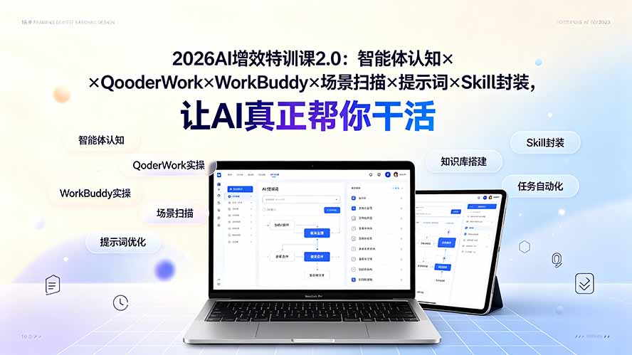 (19368期)2026AI增效特训课2.0:智能体认知×QoderWork×WorkBuddy×场景扫描×提示词×Skill封装,让AI真正帮你干活-网赚副业网