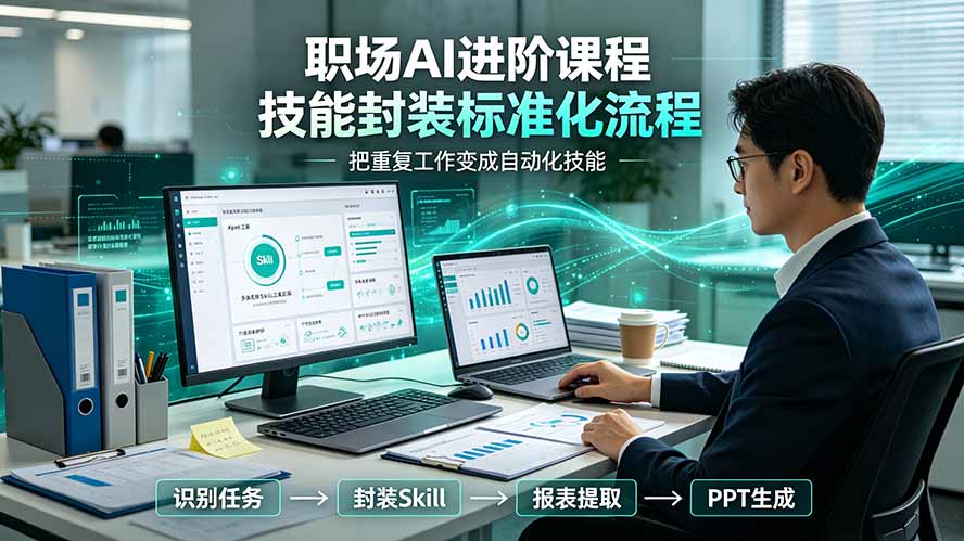(19369期)职场AI进阶课程;多类实用Skill工具实操,专属技能封装标准化流程,报表行业报告一键提取核心内容-网赚副业网