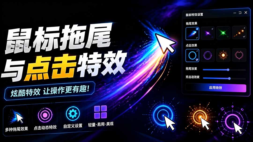 (19356期)Windows特效小工具!一键给你的鼠标添加拖尾与点击动态特效,吾爱出品,免费使用 Mouse Trail-网赚副业网