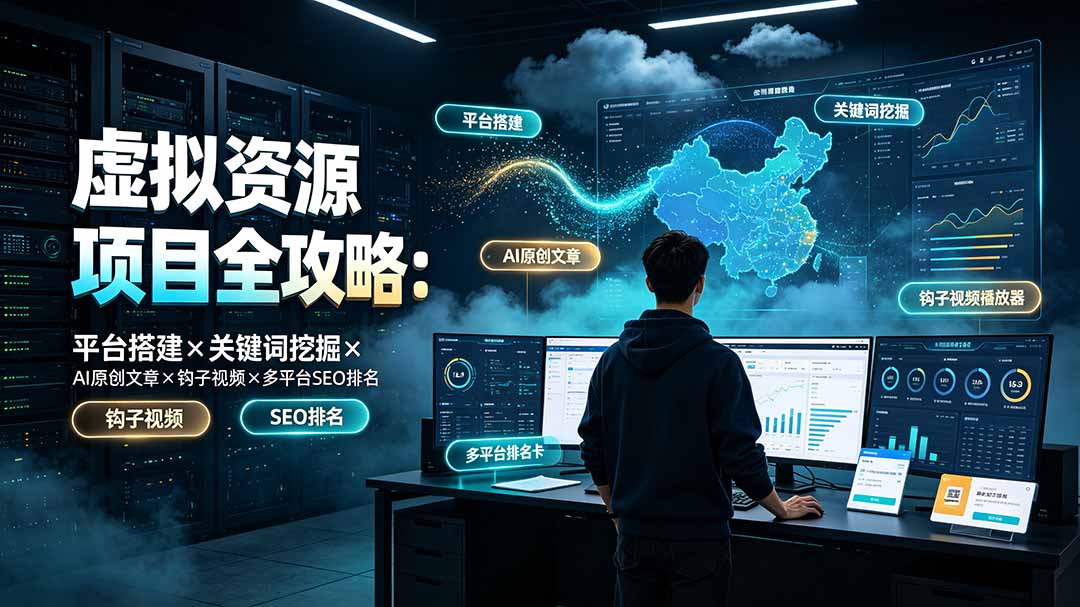 (19322期)虚拟资源项目全攻略:平台搭建×关键词挖掘×AI原创文章×钩子视频×多平台SEO排名-网赚副业网