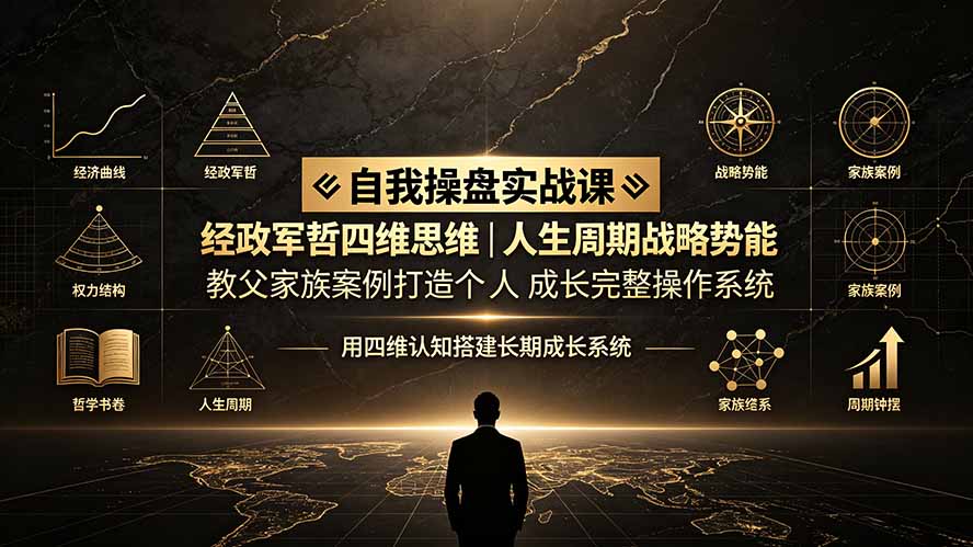 (19398期)自我操盘实战课:经政军哲四维思维|人生周期战略势能|教父家族案例打造个人成长完整操作系统-网赚副业网