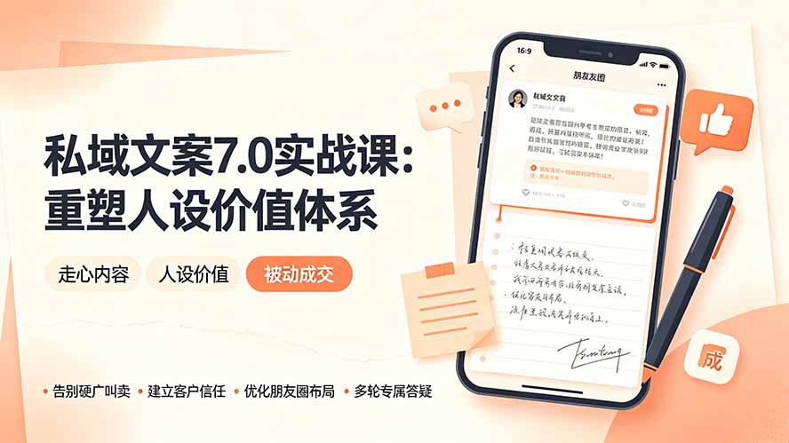 (19313期) 私域文案实战课7.0:重塑人设价值体系|-告别硬广推销×走心内容×自我价值塑造,实现被动成交-网赚副业网