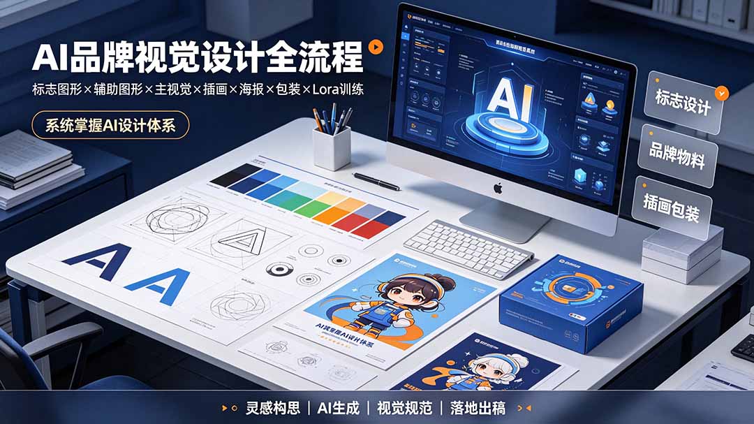 (19372期)AI品牌视觉设计全流程:标志图形×辅助图形×主视觉×插画×海报×包装×Lora训练,系统掌握AI设计体系-网赚副业网